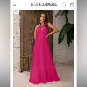 Love & Lemonade Pink MEDIUM Maxi Dress New $30